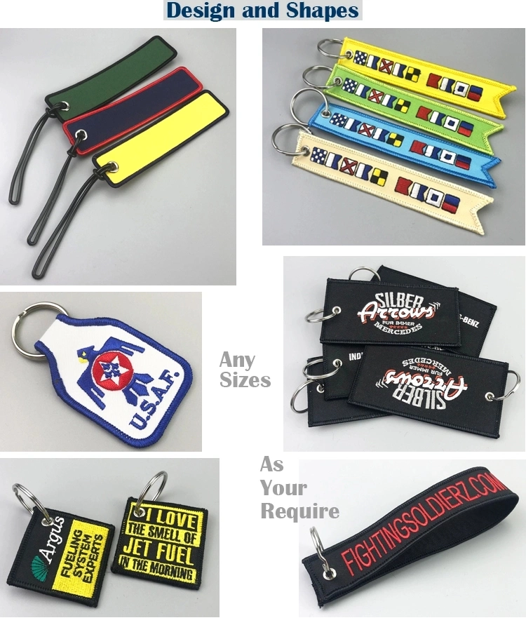 Hot Sale Embroidery Keychain, Ethnic Bag Fr Clothing Tags Embroidered Fabric Key Chain, Charms Pendant Keyring