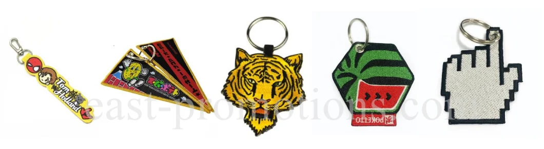 Hot Sale Embroidery Keychain, Ethnic Bag Fr Clothing Tags Embroidered Fabric Key Chain, Charms Pendant Keyring