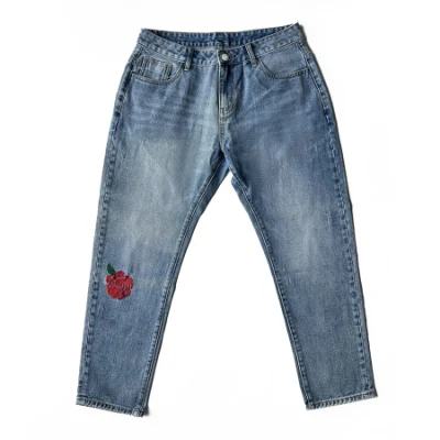 Custom Jeans Manufacturers Fashion Damaged Jeans Embroidery High Waisted Denim Pants for Men